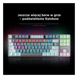 Klawiatura gamingowa Rampage Snug Blue przewodowa mechaniczna podświetlana biało-szara