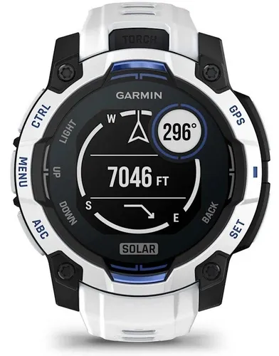Smartwatch GARMIN Instinct 3 45mm Solar Biały + pasek biało-niebieski