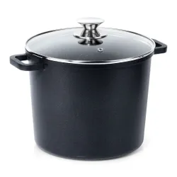 Garnek Granitowy ze Szklaną Pokrywką Wysoki do Gotowania Duszenia 7,6L