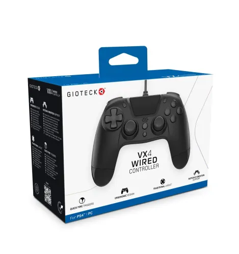 Pad Gioteck VX4 Wired do PS4, PCPrzewodowy Czarny