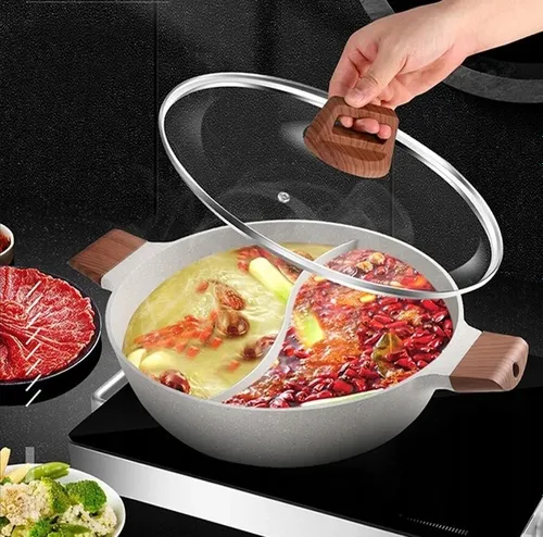 Garnek Dzielony Z Przegroda Dwukomorowy Chiński Fondue Non-Stick Hot Pot 30