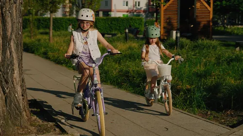 Rower dziecięcy SUN BABY Flower 14 cali dla dziewczynki Biało-beżowy