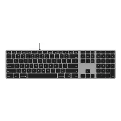 Klawiatura Matias FK318 przewodowa 100% (full-size) podświetlana szara