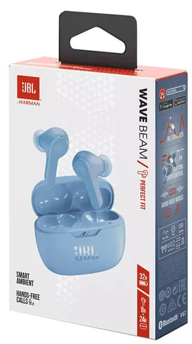 Słuchawki dokanałowe JBL Wave Beam Wodoodporne Niebieski