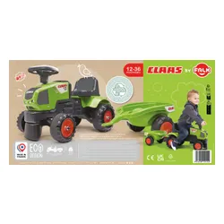 Falk Traktorek Baby Claas Axos 310 Zielony z Przyczepką od 1 roku