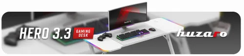 Biurko gamingowe HUZARO Hero 3.3 RGB Biały