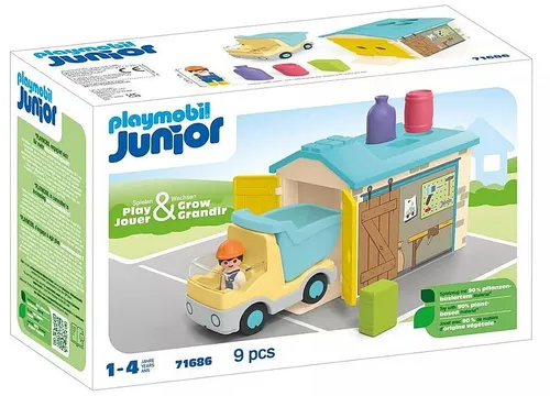 Набор фигурок Playmobil Junior 71686 Грузовик с гаражом с функцией сортировщика