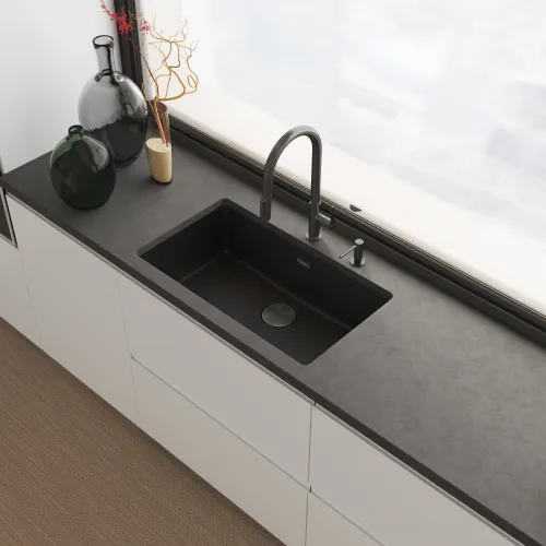 Bateria Franke Maris Slim Clear Water Pull-out J Antracytowy Mosiądz