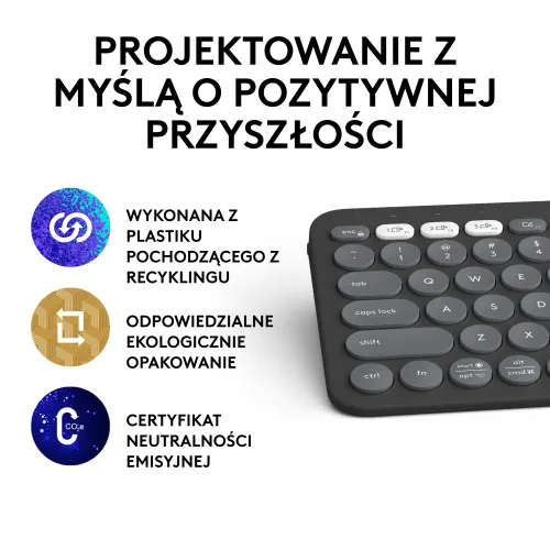 Klawiatura membranowa Logitech Pebble Keys 2 K380s - grafitowy