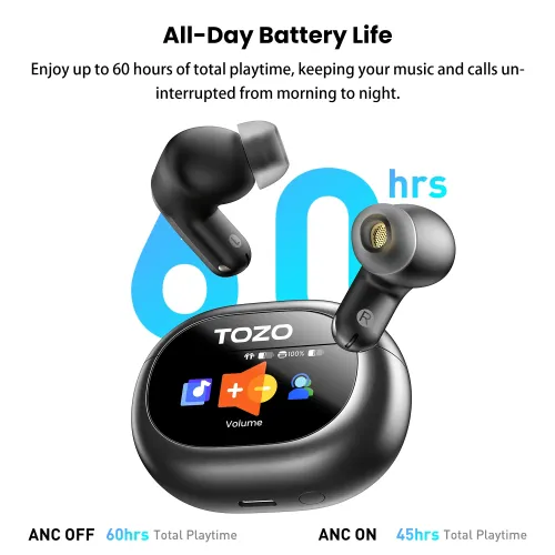 Słuchawki bezprzewodowe Tozo AeroSound6 Pro Dokanałowe Bluetooth 5.4 Czarny