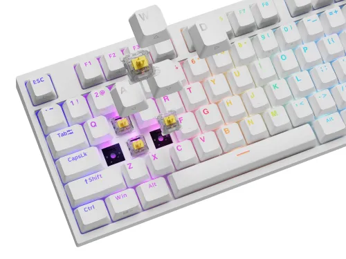 Klawiatura mechaniczna Genesis Thor 404 US RGB Gateron Yellow Pro Biały