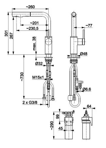 Bateria kuchenna KFA z filtrem SILVER S DUERO PURE BASIC 6623-114-81 Złoto szczotkowane