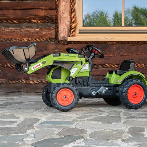 Falk Traktor Claas Zielony z Przyczepą i Łyżką na Pedały od 2-5 lat