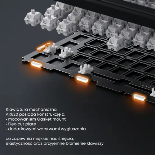 Klawiatura mechaniczna Ajazz AK820 Sea Salt Switch Czarno-Szary