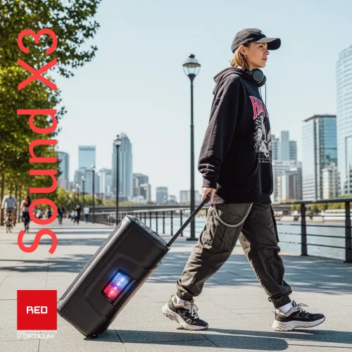 Power Audio Opticum Party Box SOUND X3 Radio FM Mikrofon Karaoke Bluetooth Czarny