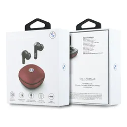 Słuchawki dokanałowe BMW Leather Metal Logo ANC Czerwony