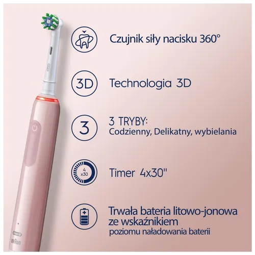 Электрическая зубная щетка Oral-B Pro 3 Pink Cross Action Pink