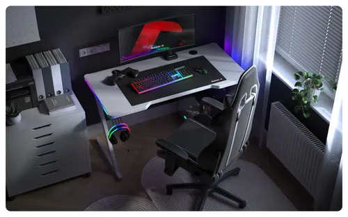 Biurko gamingowe HUZARO Hero 2.5 RGB Biały