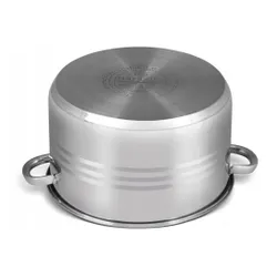 Garnek stalowy gastronomiczny duży z pokrywką 17,7l 34cm indukcja gaz 3022