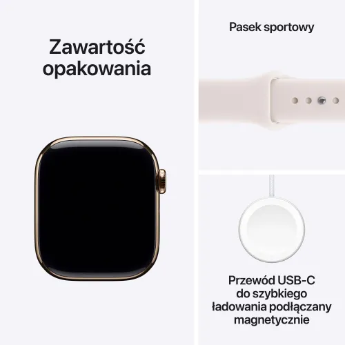 Apple Watch Series 11 GPS + Cellular 42mm Tytan Złoty Pasek sportowy Łagodny róż S/M