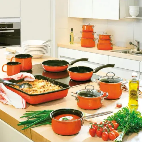 RIESS Nouvelle Corall 1 l - garnek emaliowany z pokrywką