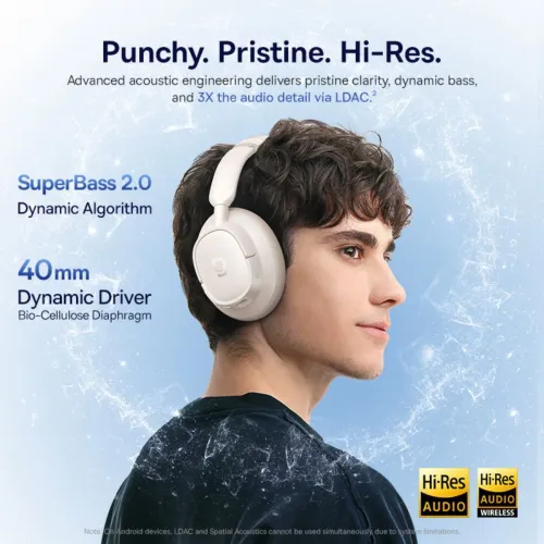 Słuchawki bezprzewodowe Baseus BH1 NC Nauszne Bluetooth 6.0 Biały