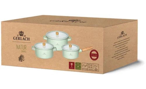 Zestaw garnków GERLACH Natur Enamel Pastelowa zieleń (6 elementów)