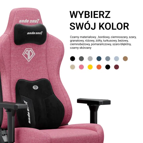 Fotel Anda Seat Kaiser 3E XL Gamingowy do 150kg Tkanina Różowy