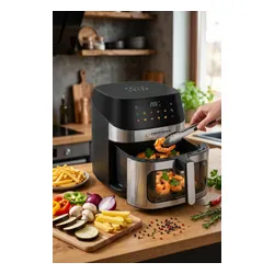 Air Fryer Frytkownica beztłuszczowa ESPERANZA Patate Al Forno 8l z 10 automatycznymi programami i okienkiem do obserwacji postępów gotowania