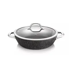 TESCOMA President Stone 28 cm czarna - patelnia nieprzywierająca z pokrywką