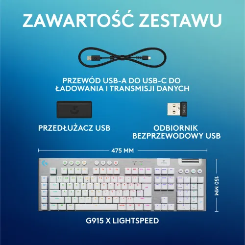 Klawiatura mechaniczna Logitech G915 X Lightspeed Tactile US INTL Biały