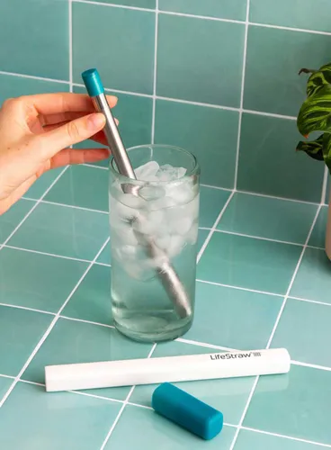 Słomka filtrująca do wody LifeStraw Stainless Steal Sip - laguna teal