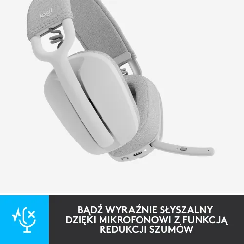 Słuchawki bezprzewodowe z mikrofonem Logitech Zone Vibe 100 Nauszne Biały