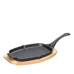 KUCHENPROFI BBQ 33 x 21 cm - patelnia żeliwna z odpinaną rączką i deską do serwowania