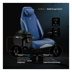 Fotel Diablo Chairs X.Eye Prime, Normal Size, Meta Ocean Gamingowy do 140kg Niebieski