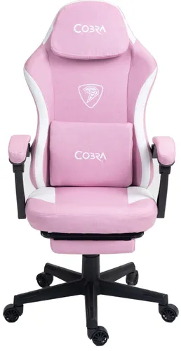 Fotel COBRA Player 5.0 CRF54PK Różowy + podnóżek
