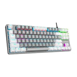 Klawiatura gamingowa Rampage Snug Blue przewodowa mechaniczna podświetlana biało-szara