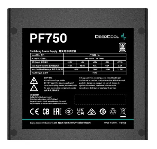Zasilacz DeepCool PF750 750W 80+ Czarny