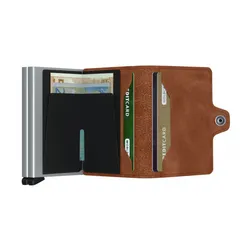 Çift Cüzdan RFID Gizli Twinwallet Vintage-Konyak / Gümüş