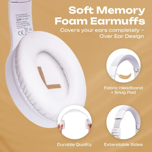 Słuchawki bezprzewodowe PowerLocus P19 White Nauszne Bluetooth 5.3 Biały