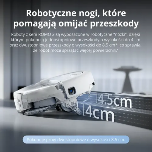 Robot sprzątający DJI Romo P2 Funkcja mopowania Stacja oczyszczająca Tworzenie mapy pomieszczenia Funkcje AI Biały