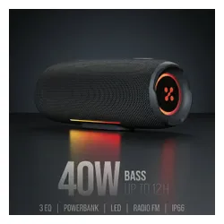 Głośnik mobilny XMUSIC BTS860 Bluetooth, Moc 40W, IP66, Akumulator 5000 mAh,  Radio FM, Czarny