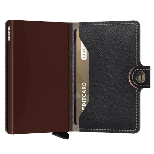 RFID Miniwallet Gizli Saffiano-brown Kılıflı Cüzdan