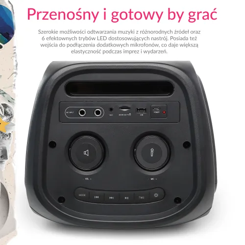 Power Audio Opticum Sound X11 Party Box 40W Bluetooth Radio FM Czarny