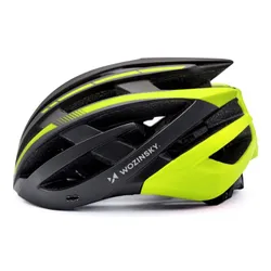 Kask rowerowy WOZINSKY HT-28VCZ Czarno-żółty MTB z lampką (rozmiar M)
