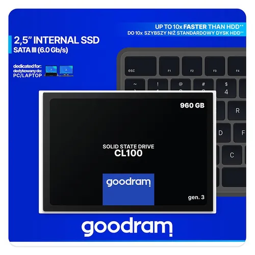 GoodRam CL100 Gen3 Katı Hal Sürücüsü 960GB 2.5 " SATA III (SSDPR-CL100-960-G3)