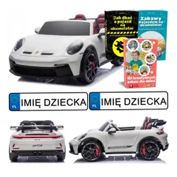 Samochód Na Akumulator Dla 2 Dzieci Porsche 911 Gt3 24V Eva LED 2 Silniki