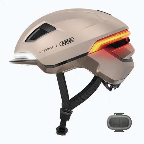 Kask rowerowy z kierunkowskazami ABUS Hyp-E champagne gold