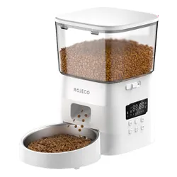 Dozownik karmy automatyczny ROJECO Button Version Automatic Smart Pet Feeder Biały