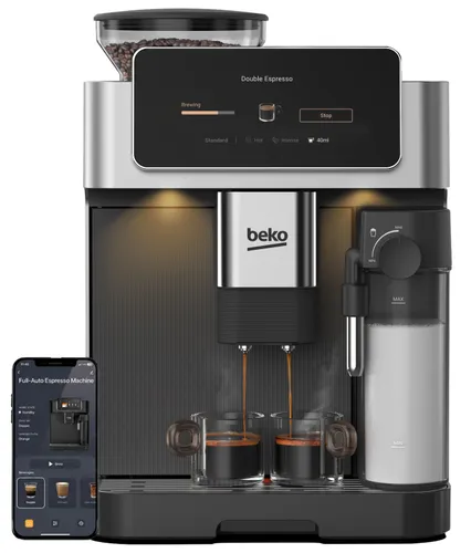 Ekspres BEKO CaffeExperto CEG8564X 50 programów ColdBrew Kawy mrożone 19 bar Stalowy młynek Zdalne sterowanie Inox